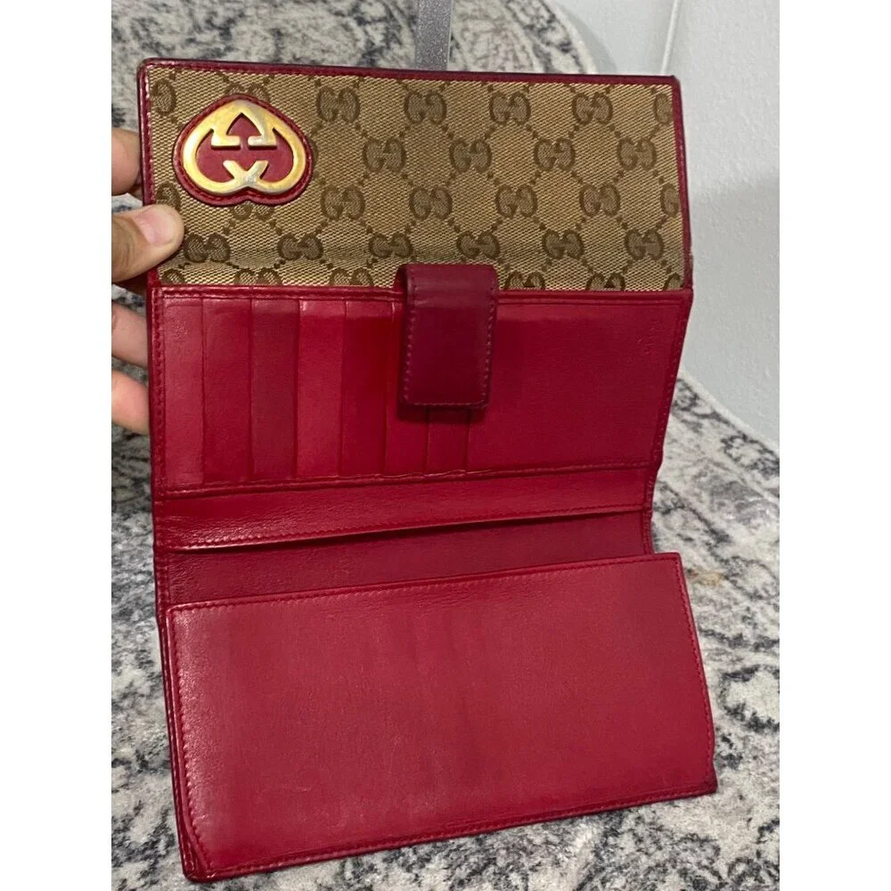 Gucci GG Monogram Lovely Heart Continental Bifold Wallet with Chain Strap - Picture 6 of 11